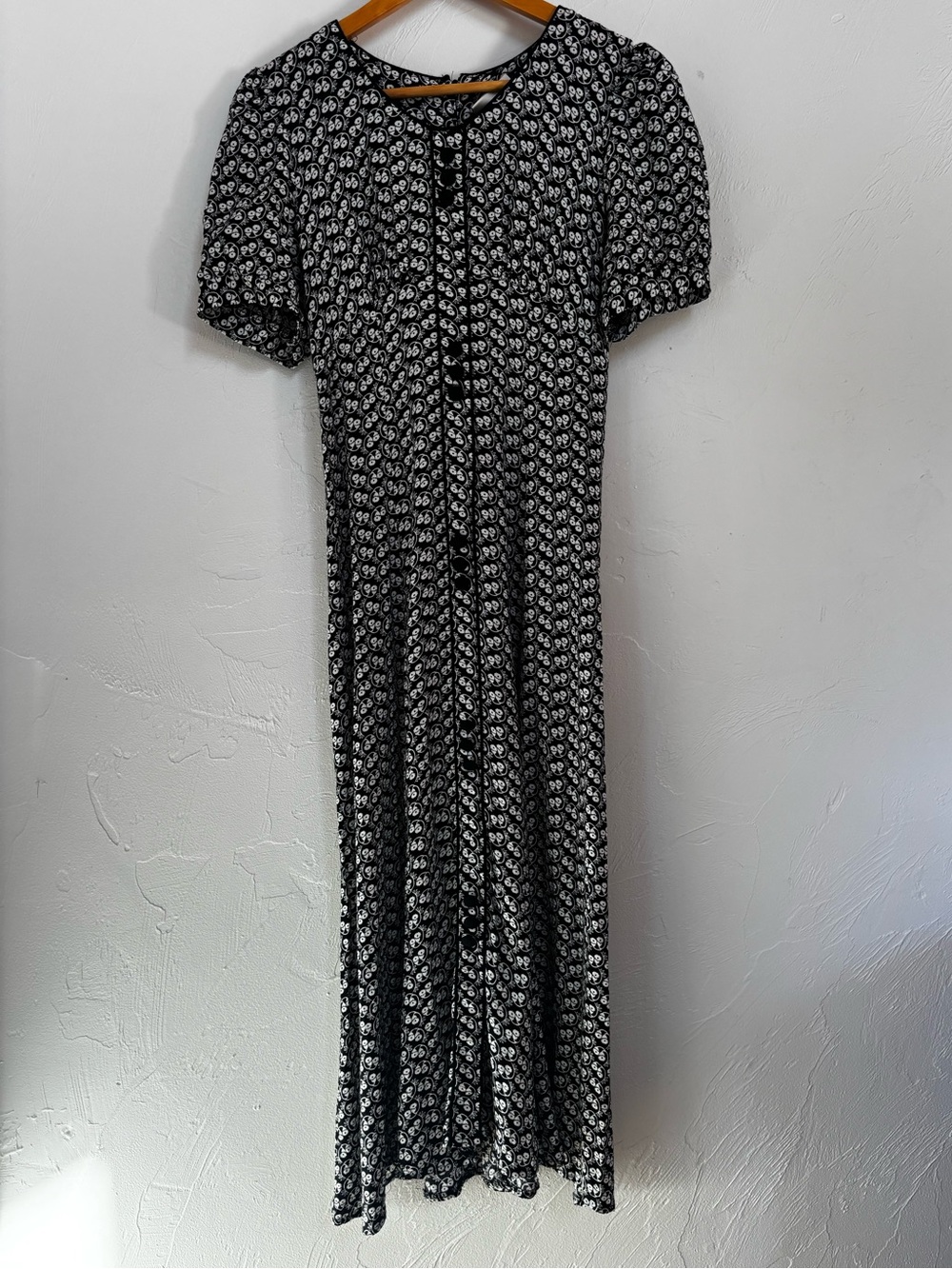 Vintage Kathie Lee Black & White Floral Midi Dress Size 6
